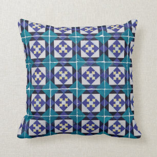 Portuguese Tiles - Azulejo Diamond Geometric Cushion