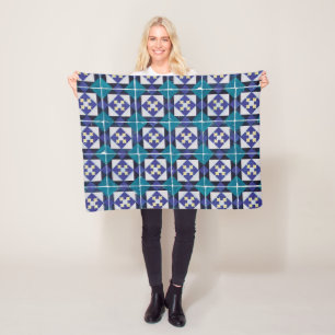 Portuguese Tiles - Azulejo Diamond Geometric Fleece Blanket