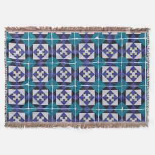 Portuguese Tiles - Azulejo Diamond Geometric Throw Blanket