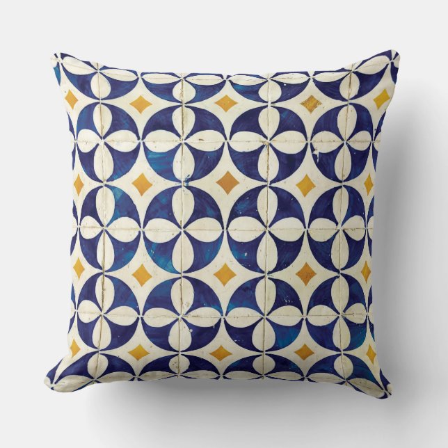 Portuguese Tiles - Azulejo Pattern Design Cushion (Front)