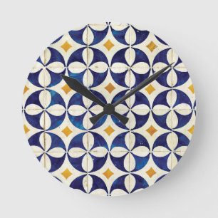 Portuguese Tiles - Azulejo Pattern Design Round Clock