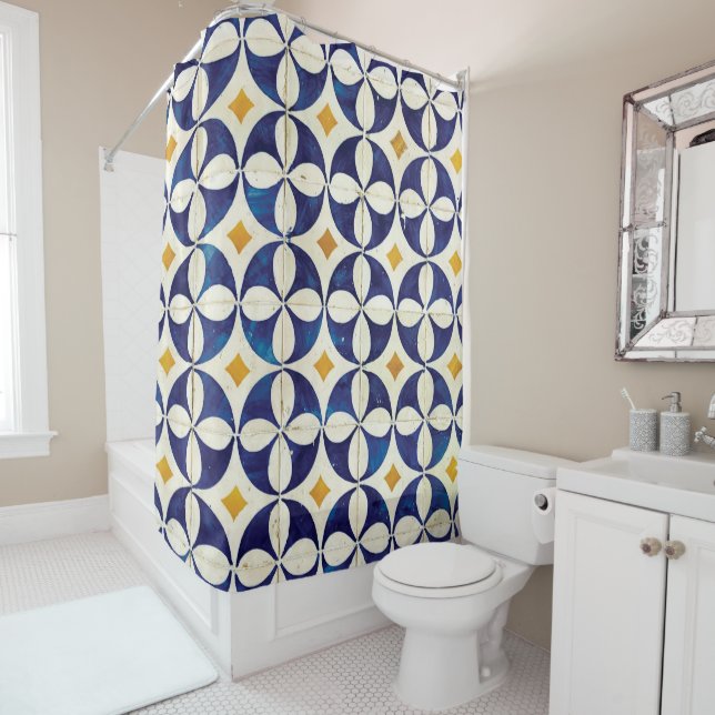 Portuguese Tiles - Azulejo Pattern Design Shower Curtain (In Situ)