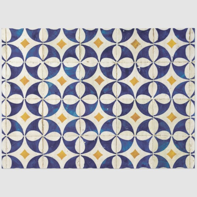 Portuguese Tiles - Azulejo Pattern Design Tissue Paper (Front)