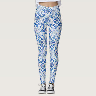 Portuguese tiles Azulejo Pattern Yoga Pants Blue