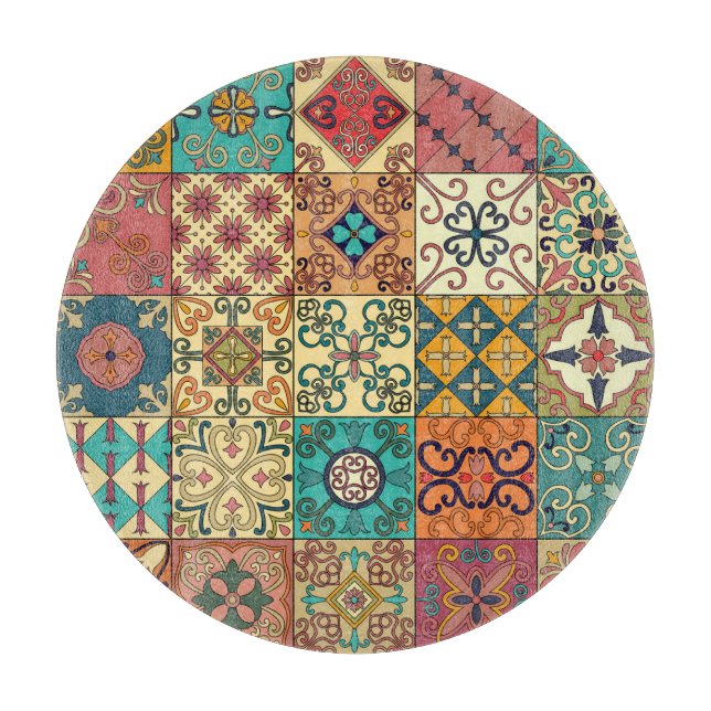 Portuguese tiles: Azulejo style seamless pattern. Cutting Board (Front)