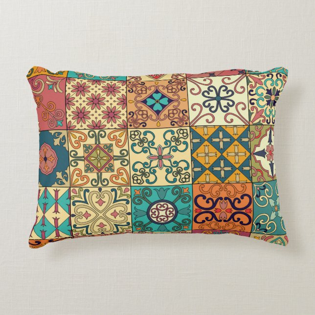 Portuguese tiles: Azulejo style seamless pattern. Decorative Cushion (Front)