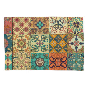 Portuguese tiles: Azulejo style seamless pattern. Pillowcase