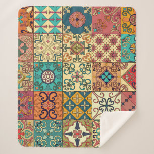 Portuguese tiles: Azulejo style seamless pattern. Sherpa Blanket