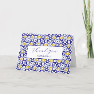 Portuguese Tiles Blue Bridal Shower Thank you Card