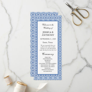 Portuguese tiles Blue Elegant Destination Wedding  Program
