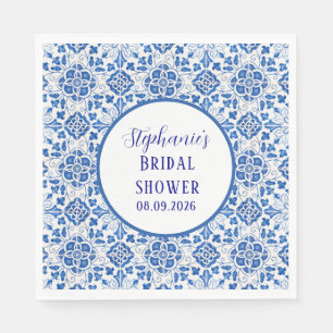 Portuguese Tiles Blue Mediterranean Bridal shower Napkin