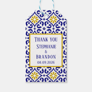 Portuguese Tiles Blue Mediterranean Wedding Gift Tags