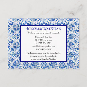 Portuguese tiles Blue Wedding Accommodations Enclosure Card