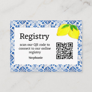 Portuguese tiles Bridal shower Registry Enclosure Card