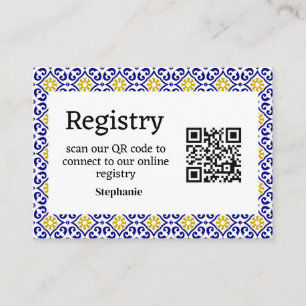 Portuguese tiles Bridal shower Registry Enclosure Card