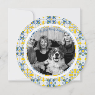 Portuguese Tiles Christmas Photo Family Reunion Invitation