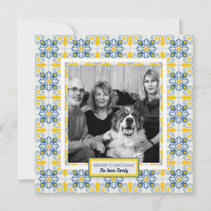Portuguese tiles family photo frame Christmas card