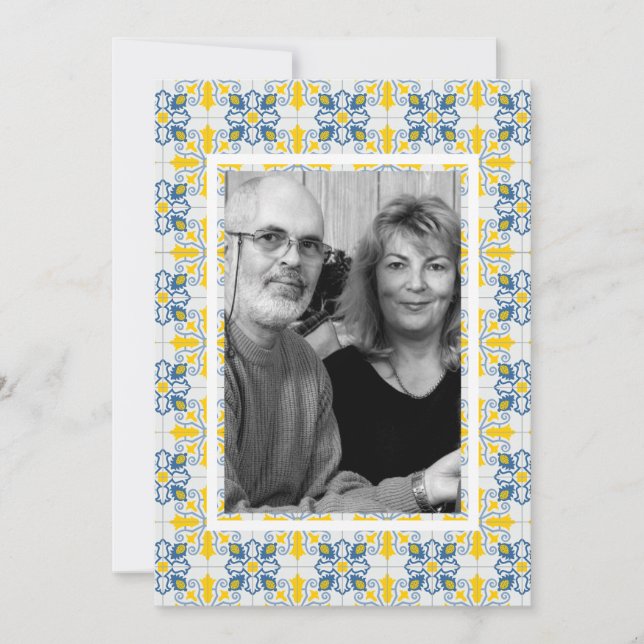Portuguese tiles family photo frame Christmas card (Front)