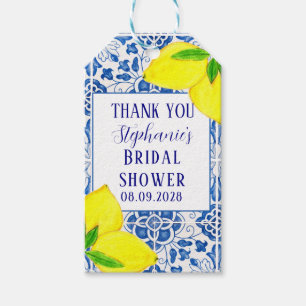 Portuguese Tiles Lemon Mediterranean Bridal shower Gift Tags
