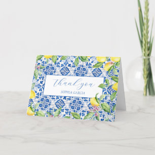 Portuguese Tiles Lemons Bridal Shower Thank you  Card
