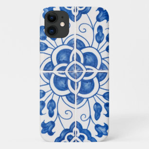 Portuguese Tiles Mediterranean Blue Floral iPhone 11 Case