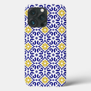 Portuguese Tiles Mediterranean Blue Floral iPhone 13 Pro Case