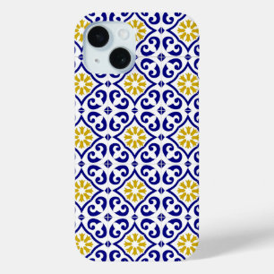 Portuguese Tiles Mediterranean Blue Floral iPhone 15 Case