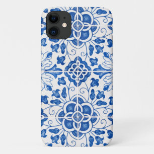 Portuguese Tiles Mediterranean Blue Floral iPhone 11 Case
