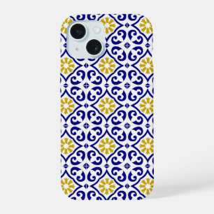 Portuguese Tiles Mediterranean Blue Floral iPhone 15 Case