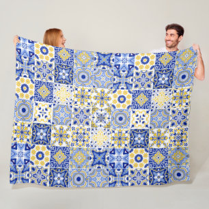 Portuguese Tiles Pattern Fleece Blanket