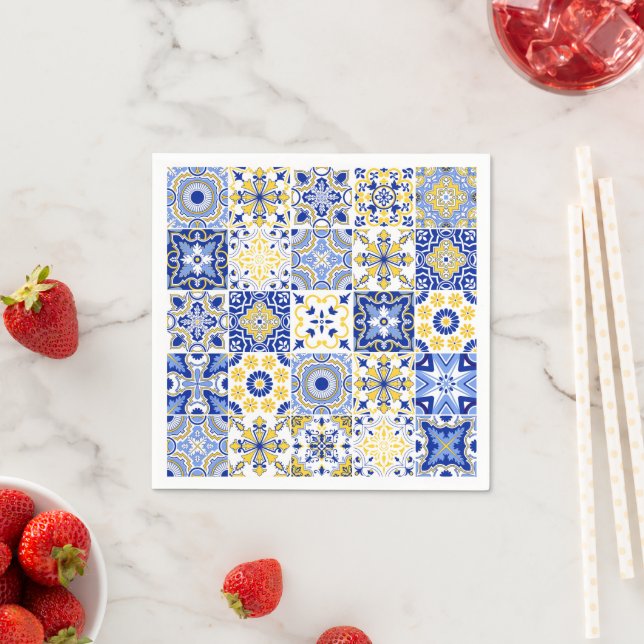 Portuguese Tiles Pattern  Napkin (Insitu)