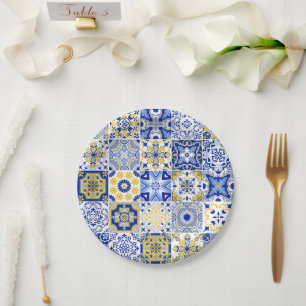 Portuguese Tiles Pattern Paper Plate