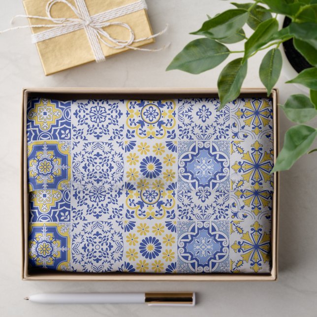 Portuguese Tiles Pattern  Tissue Paper (Gift)