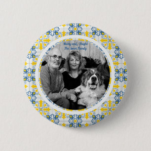 Portuguese Tiles Photo frame for family Christmas 6 Cm Round Badge