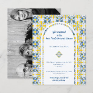 Portuguese Tiles Photo frame for family Christmas Holiday Postcard