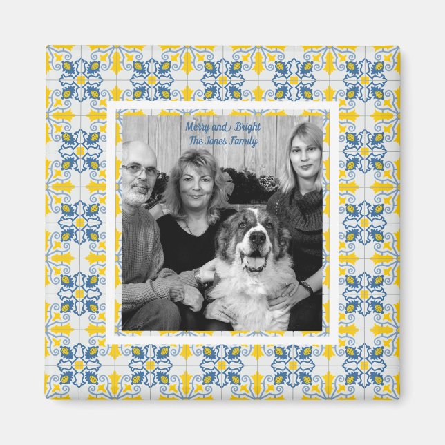 Portuguese Tiles Photo frame for family Christmas Magnet (Front)