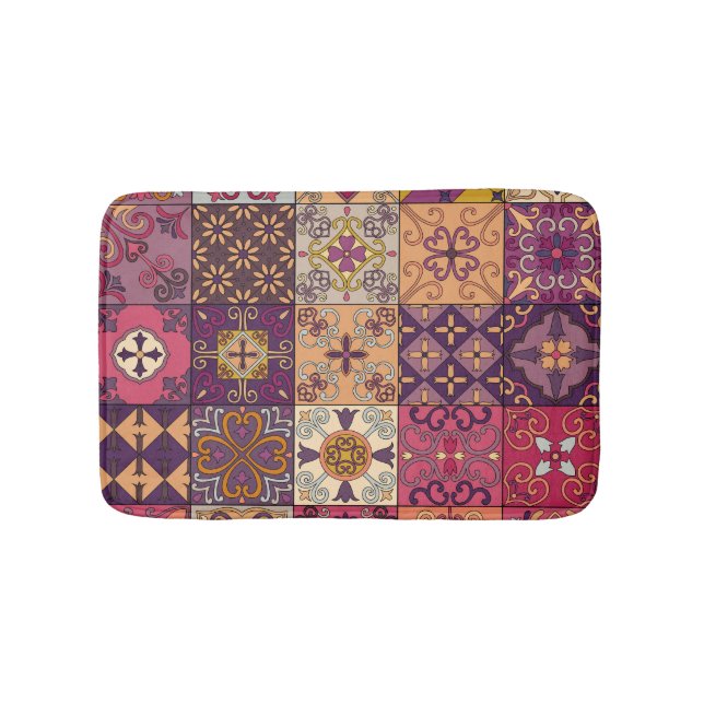 Portuguese tiles: talavera style pattern. bath mat (Front)