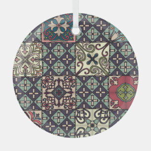 Portuguese Tiles: Talavera Style Seamless Glass Tree Decoration