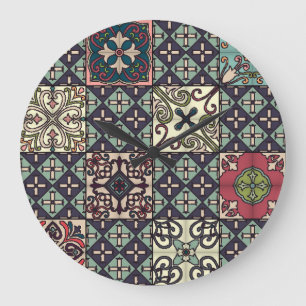 Portuguese Tiles: Talavera Style Seamless Large Clock