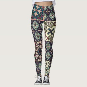 Portuguese Tiles: Talavera Style Seamless Leggings