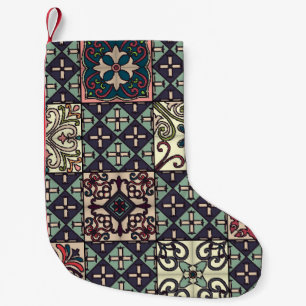 Portuguese Tiles: Talavera Style Seamless Small Christmas Stocking