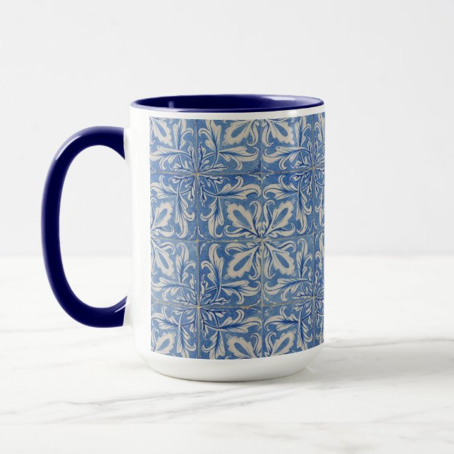 Portuguese Tiles Vintage Azulejos Blue White Mug (Left)