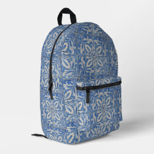 Portuguese Tiles Vintage Azulejos Blue White Printed Backpack