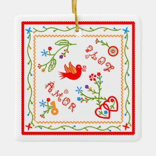 Portuguese valentine's love handkerchiefs  ceramic ornament