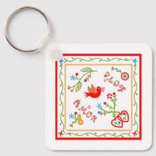 Portuguese valentine's love handkerchiefs key ring