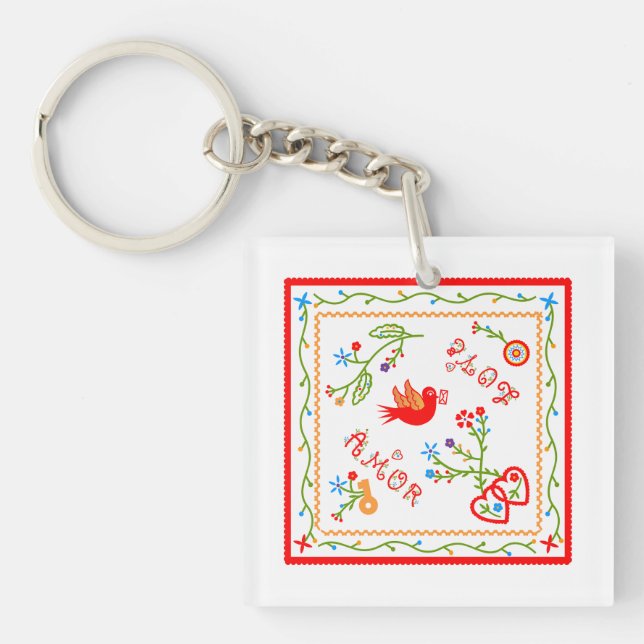 Portuguese valentine's love handkerchiefs  key ring (Front)