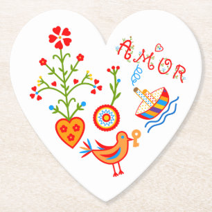 Portuguese valentine's love handkerchiefs  paper coaster