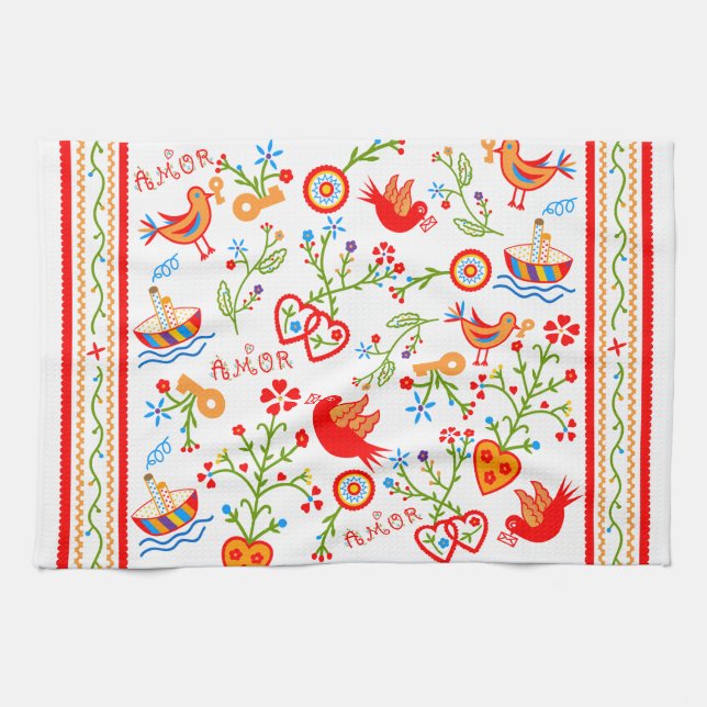 Portuguese valentine's love handkerchiefs  tea towel (Horizontal)