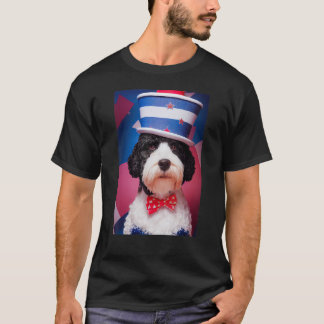 Portuguese Water Dog 4th Of July American Red Whit T-Shirt