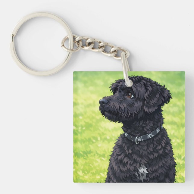 Portuguese Water Dog Acrylic Keychain – Cute Porti (Front)
